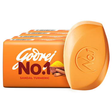 Godrej No.1 Sandal and Turmeric Soap - Pack of 4 (150g each) - High TFM (Grade 1 Soap) | Soaps For Bath | Long-Lasting Fragrance